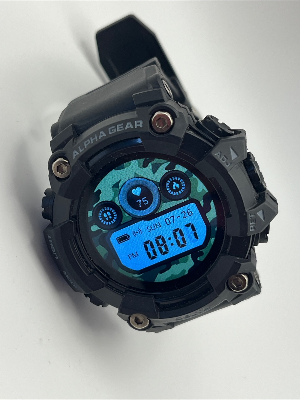 Alpha Gear Digital Camo Display Sport Watch - Black